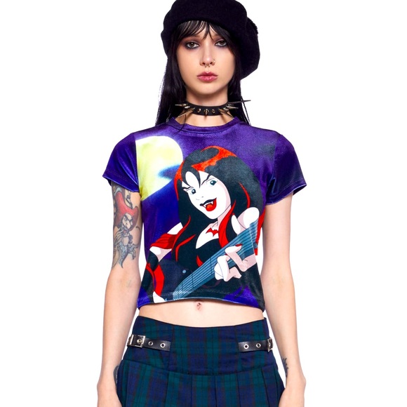 Dolls Kill Tops - DK Scooby Doo Thorne Hex Girl Velvet Top